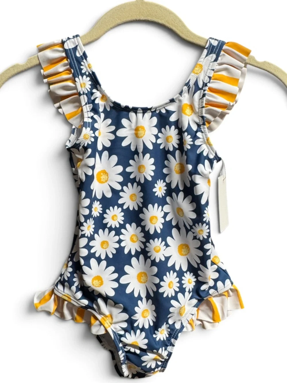 NWT LIZENS Girls Swimsuit 4-5T 110cm Daisy Floral Ruffle One Piece